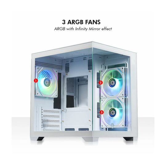 CIRCLE GAMING CABINET LUCID CURVE MX ARGB WHITE – MICRO ATX CIRCLE GAMING CABINET LUCID CURVE MX ARGB WHITE – MICRO ATX