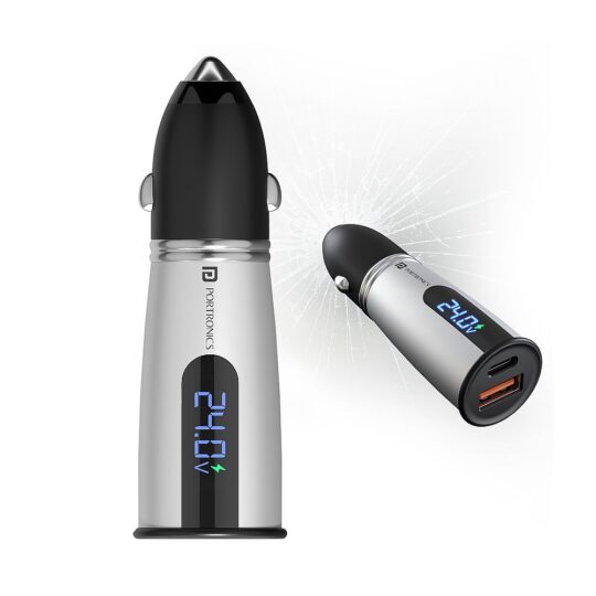 Car Power Armour 55.5W Fast Car Charger with Emergency Glass Breaker