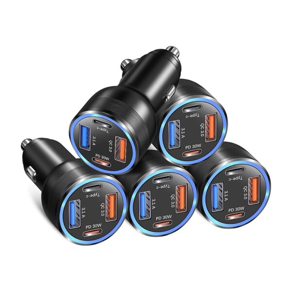 Car Power Trail 111W-4 Port Car Charger for Front & Back Seats Car Power Trail 111W-4 Port Car Charger for Front & Back Seats