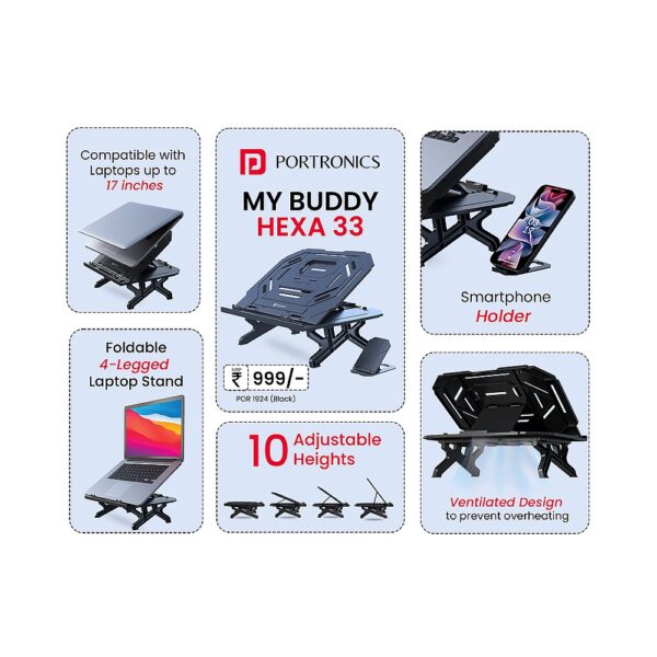 MY BUDDY HEXA 33 Foldable Quad Legged Laptop Stand