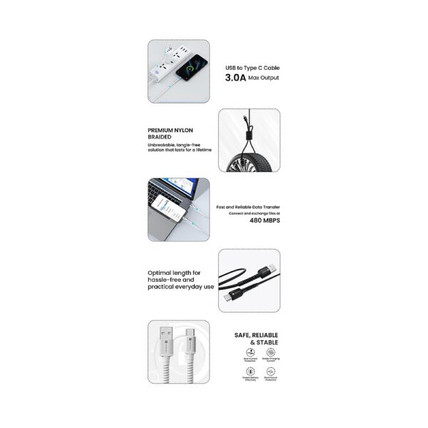KONNECT X USB To Type C Cable 2M KONNECT X USB To Type C Cable 2M
