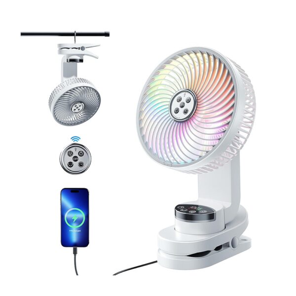 ClipCool Rechargeable Clip-On Fan with Ring LED Light