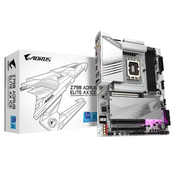 Gigabyte Z790 Aorus Elite AX Ice LGA 1700 Intel 13th Gen DDR5 Motherboard Supports Intel 12th, 13th & 14th Gen Processors Gigabyte Z790 Aorus Elite AX Ice LGA 1700 Intel 13th Gen DDR5 Motherboard Supports Intel 12th, 13th & 14th Gen Processors