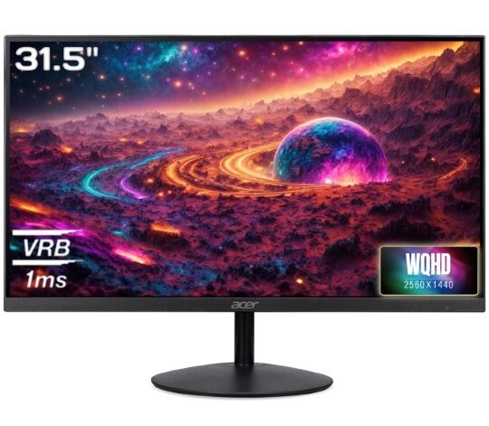 Acer SA322QU E 31.5 Inch WQHD IPS Monitor | 100Hz Refresh | 1ms VRB | AdaptiveSync FreeSync & G-SYNC | HDR10 | Ultra-Slim 7.2mm | ZeroFrame | Eye Care | Built-in Speakers | HDMI, DP Ports, Audio Out Acer SA322QU E 31.5 Inch WQHD IPS Monitor | 100Hz Refresh | 1ms VRB | AdaptiveSync FreeSync & G-SYNC | HDR10 | Ultra-Slim 7.2mm | ZeroFrame | Eye Care | Built-in Speakers | HDMI, DP Ports, Audio Out