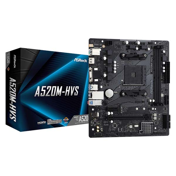 ASRock A520M-HVS AM4 AMD Micro ATX AMD Motherboard ASRock A520M-HVS AM4 AMD Micro ATX AMD Motherboard