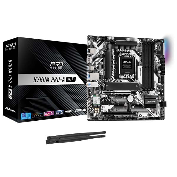 ASRock B760M Pro-A WiFi LGA 1700 DDR5 mATX Motherboard ASRock B760M Pro-A WiFi LGA 1700 DDR5 mATX Motherboard