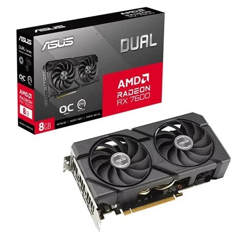 ASUS Dual RX 7600 EVO OC 8GB GDDR6 Graphics Card ASUS Dual RX 7600 EVO OC 8GB GDDR6 Graphics Card