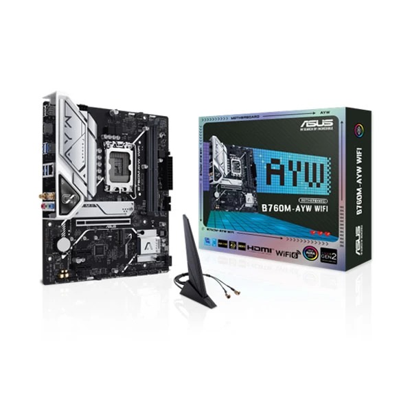 Asus B760M-AYW WiFi Intel LGA1700 M-ATX Motherboard Supports Intel 12th, 13th & 14th Gen Processors Asus B760M-AYW WiFi Intel LGA1700 M-ATX Motherboard Supports Intel 12th, 13th & 14th Gen Processors
