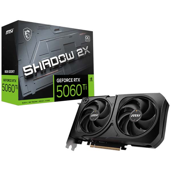 MSI GeForce RTX 5060 Ti 8GB SHADOW 2X OC PLUS GDDR6 Graphics Card MSI GeForce RTX 5060 Ti 8GB SHADOW 2X OC PLUS GDDR6 Graphics Card