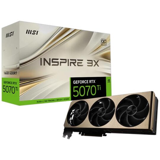 MSI GeForce RTX 5070 Ti Inspire 3X OC Plus 16GB GDDR7 Graphics Card MSI GeForce RTX 5070 Ti Inspire 3X OC Plus 16GB GDDR7 Graphics Card